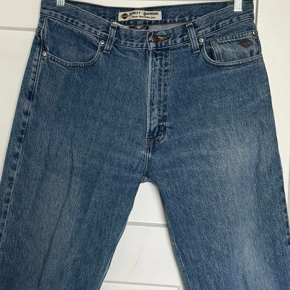 Harley Davidson Mens Blue Jeans 36 x 30 Genuine Black Tag Motorcycle Denim